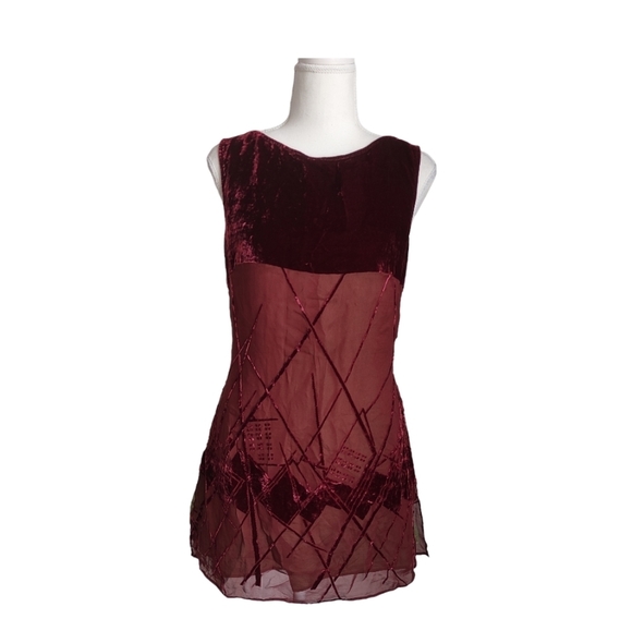 Veronika Maine Tops - Veronika Maine contrast colour lining velvet sheer tunic